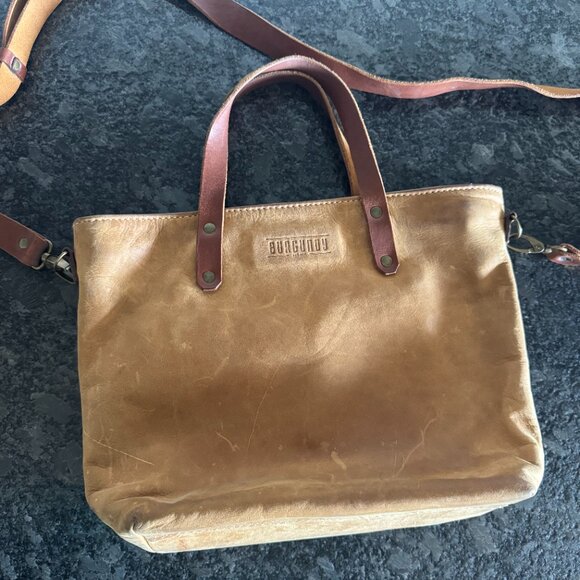 Women's toto/purse all leather shoulder/double handles by Burgundy - Picture 2 of 14